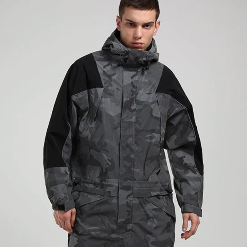 Gsou Snow Unisex Ski Suit Fluorescent Camouflage Night One-Piece Snow Suit